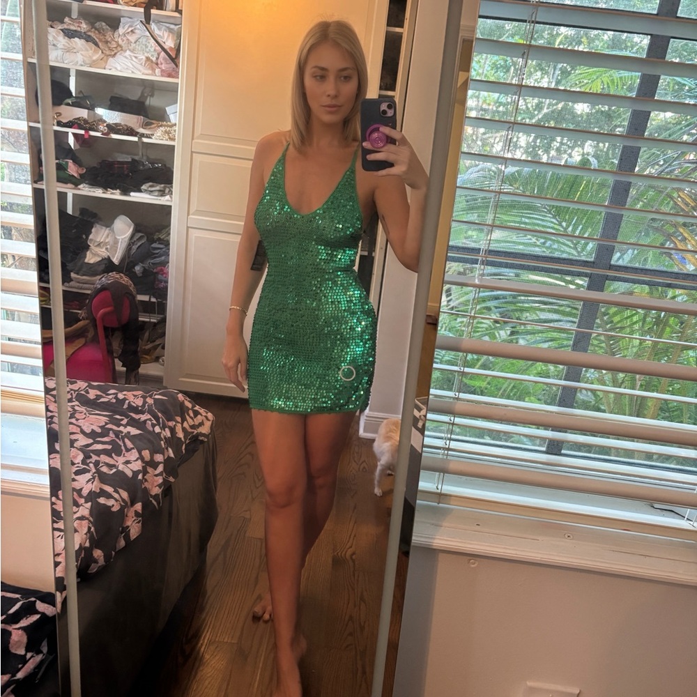 Retrofete Green Sequin Mini Dress